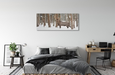 Quadro de vidro Floresta de inverno de veados