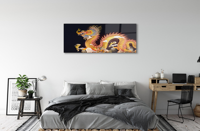 Quadro de vidro Dragão Japonês Dourado