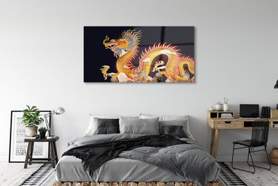 Quadro de vidro Dragão Japonês Dourado