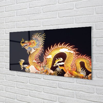 Quadro de vidro Dragão Japonês Dourado