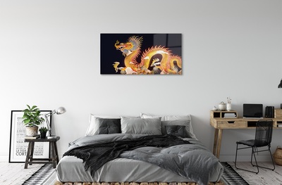 Quadro de vidro Dragão Japonês Dourado