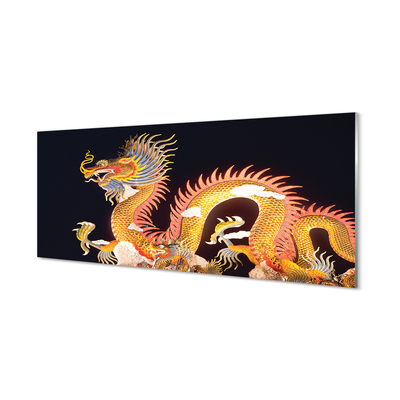 Quadro de vidro Dragão Japonês Dourado