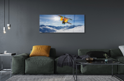 Quadro de vidro Homem de prancha montanha