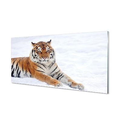 Quadro de vidro Tigre de neve do inverno