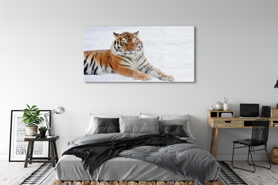 Quadro de vidro Tigre de neve do inverno