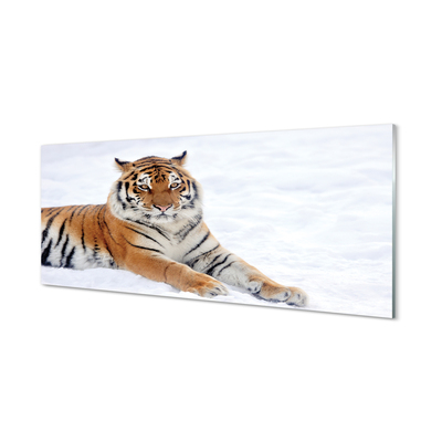 Quadro de vidro Tigre de neve do inverno