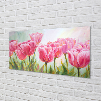 Pintura em vidro Foto de tulipas