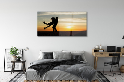 Quadro de vidro Pessoas pôr do sol nuvens