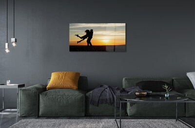 Quadro de vidro Pessoas pôr do sol nuvens