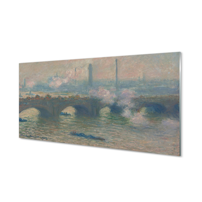 Pintura em vidro Ponte de Waterloo em um dia nublado - Claude Monet