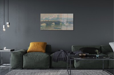 Pintura em vidro Ponte de Waterloo em um dia nublado - Claude Monet