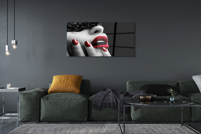 Pintura em vidro Lábios e unhas de mulher