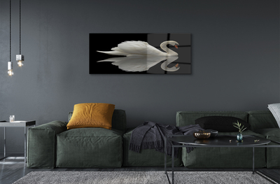 Pintura em vidro Cisne à noite