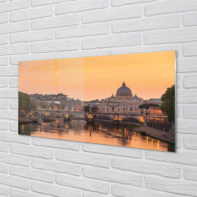 Quadro de vidro Roma Pôr do Sol Pontes Rio Edifícios
