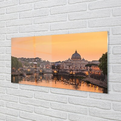 Quadro de vidro Roma Pôr do Sol Pontes Rio Edifícios