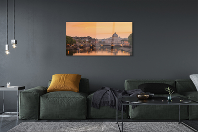 Quadro de vidro Roma Pôr do Sol Pontes Rio Edifícios