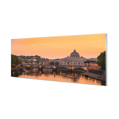 Quadro de vidro Roma Pôr do Sol Pontes Rio Edifícios