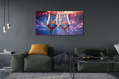 Pintura em vidro Taças com fundo colorido de champanhe