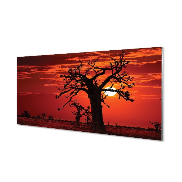 Pintura em vidro Árvores nuvens céu