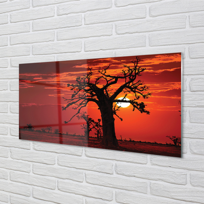 Pintura em vidro Árvores nuvens céu