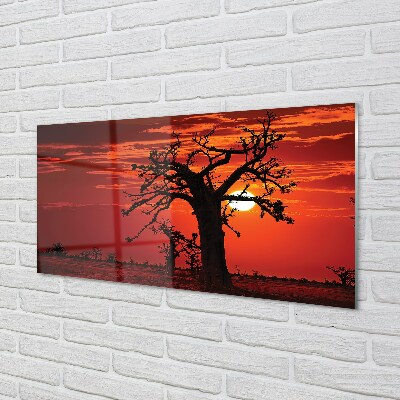 Pintura em vidro Árvores nuvens céu