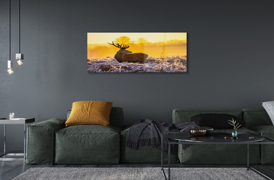 Pintura em vidro Nascer do sol de inverno com veados