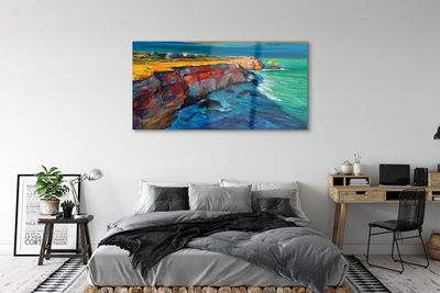 Pintura em vidro Mar, céu, rochas