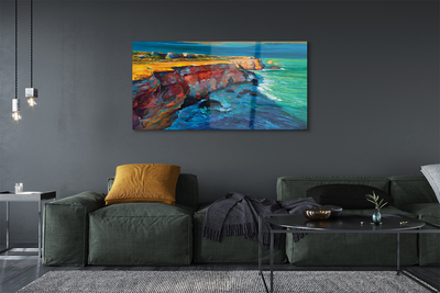 Pintura em vidro Mar, céu, rochas