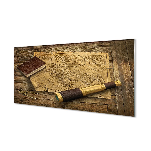 Pintura em vidro Caderno de mapas antigo