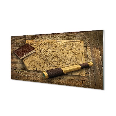 Pintura em vidro Caderno de mapas antigo