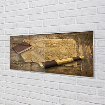 Pintura em vidro Caderno de mapas antigo