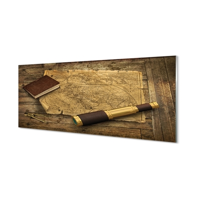 Pintura em vidro Caderno de mapas antigo