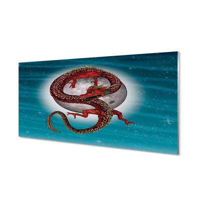 Pintura em vidro Dragão Japonês do Céu da Lua