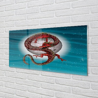 Pintura em vidro Dragão Japonês do Céu da Lua