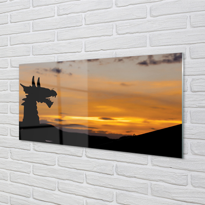 Quadro de vidro Céu do pôr do sol do dragão