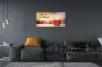 Pintura em vidro Inscrição na caneca vermelha de outono