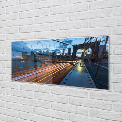 Pintura em vidro Ponte do rio dos arranha-céus