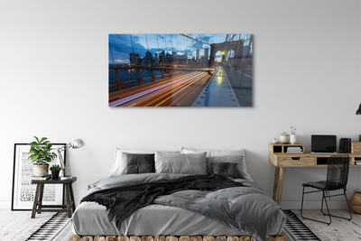 Pintura em vidro Ponte do rio dos arranha-céus