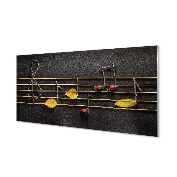 Quadro de vidro Notas de gravetos e folhas