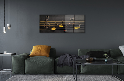 Quadro de vidro Notas de gravetos e folhas