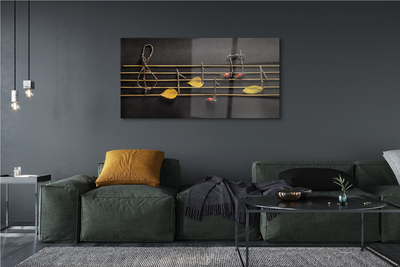 Quadro de vidro Notas de gravetos e folhas