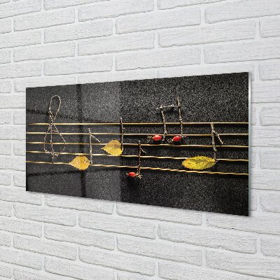 Quadro de vidro Notas de gravetos e folhas