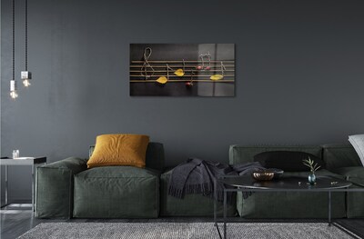 Quadro de vidro Notas de gravetos e folhas