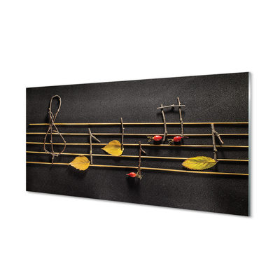 Quadro de vidro Notas de gravetos e folhas