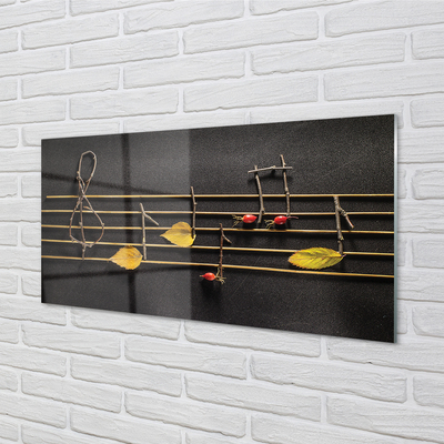 Quadro de vidro Notas de gravetos e folhas