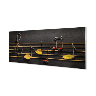 Quadro de vidro Notas de gravetos e folhas