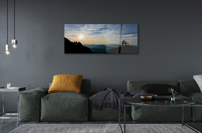 Quadro de vidro Homem, cachorro, montanha