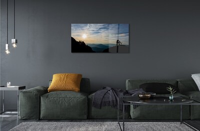 Quadro de vidro Homem, cachorro, montanha