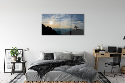 Quadro de vidro Homem, cachorro, montanha