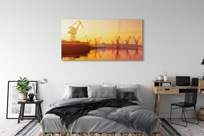 Quadro de vidro Nascer do sol no estaleiro de Gdansk